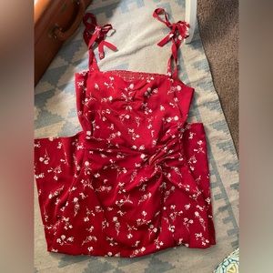 Petite studios dainty red and white floral dress sz. Xs